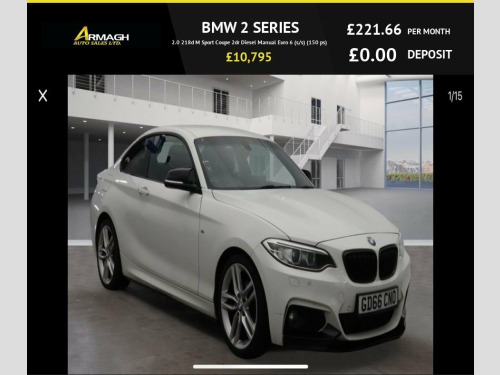 BMW 2 Series  2.0 218d M Sport Coupe 2dr Diesel Manual Euro 6 (s 