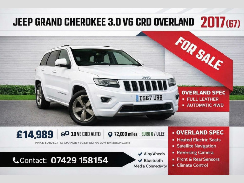 Jeep Grand Cherokee  3.0 V6 CRD Overland Auto 4WD Euro 6 5dr 