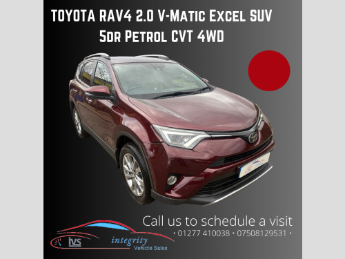 Toyota RAV4  2.0 V-Matic Excel SUV 5dr Petrol CVT 4WD Euro 6 (s/s) (Safety Sense, Nav) (