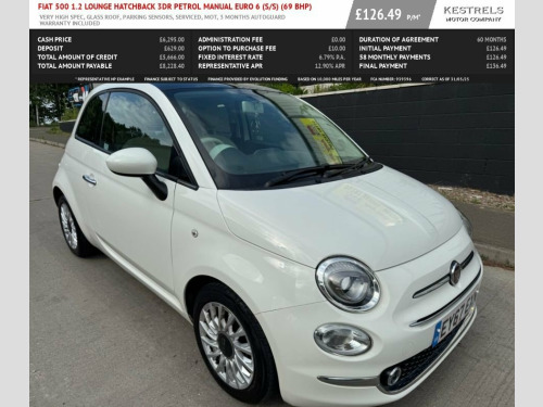 Fiat 500  1.2 Lounge Hatchback 3dr Petrol Manual Euro 6 (s/s