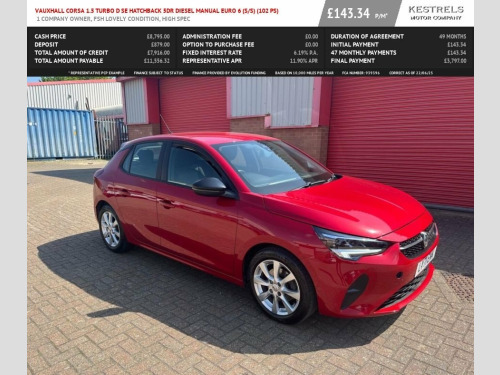 Vauxhall Corsa  1.5 Turbo D SE Hatchback 5dr Diesel Manual Euro 6 