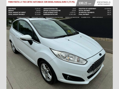 Ford Fiesta  1.5 TDCi Zetec Hatchback 3dr Diesel Manual Euro 5 
