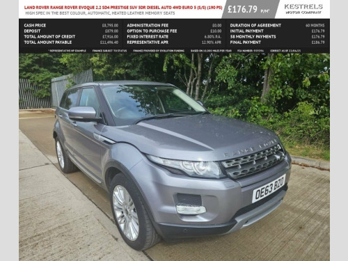 Land Rover Range Rover Evoque  2.2 SD4 Prestige SUV 5dr Diesel Auto 4WD Euro 5 (s