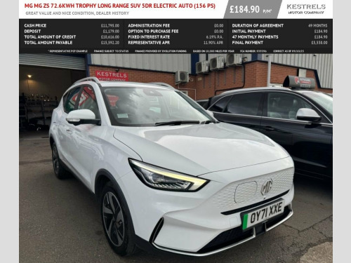MG ZS  72.6kWh Trophy Long Range SUV 5dr Electric Auto (1