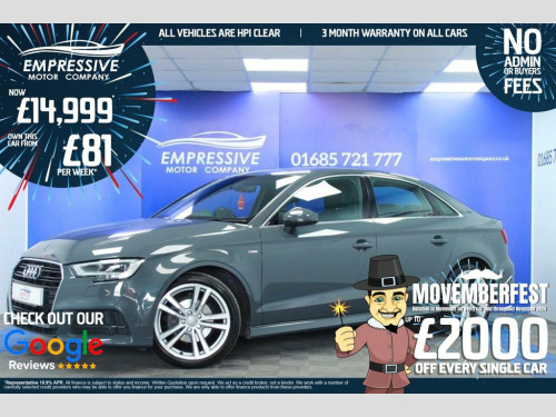 Audi A3  1.5 TFSI S LINE 4d 148 BHP