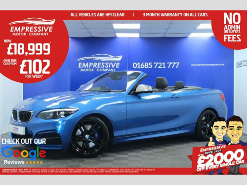 BMW 2 Series M2 3.0 M240i GPF Convertible 2dr Petrol Auto Euro 6 (